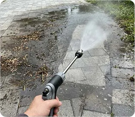 Verified customer review photo Daniel R cleaning patio with Power Blast Plus